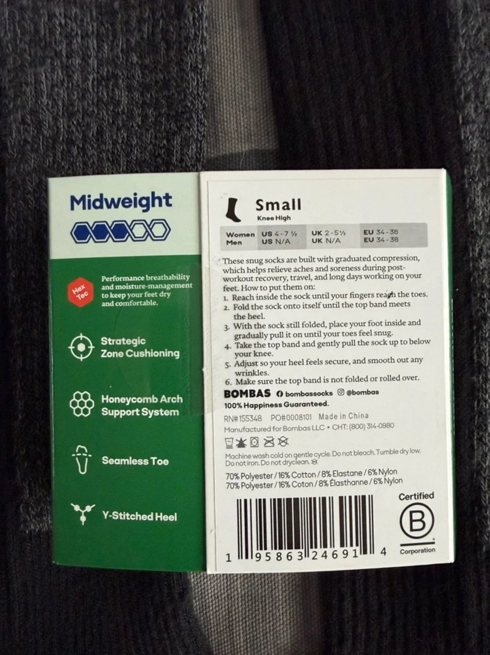 Bombas Performance Compression Knee High Socks in Black size Small - Picture 3 of 3